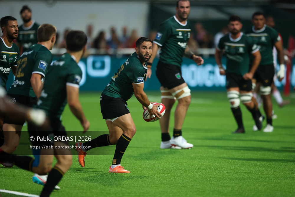 Enzo Hervé, lors du match de Pro D2 entre le Biarritz olympique et Montauban, le 25 septembre 2026 au stade Aguiléra de Biarritz, France (Photo Pablo ORDAS)