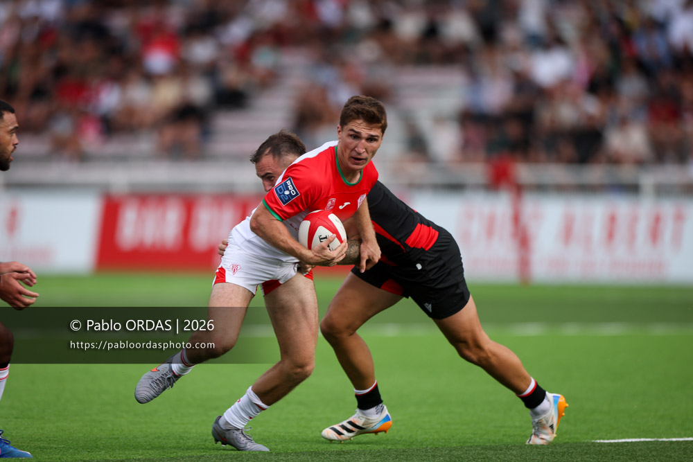 Thomas Dolhagaray, lors du match de Pro D2 entre le Biarritz olympique et Nissa Rugby, le 27 août 2026 au stade Aguiléra de Biarritz, France (Photo Pablo ORDAS)
