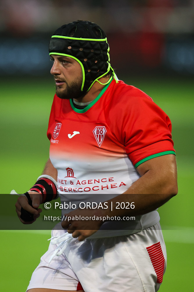 Giorgi Nutsubidze, lors du match de Pro D2 entre le Biarritz olympique et Montauban, le 25 septembre 2026 au stade Aguiléra de Biarritz, France (Photo Pablo ORDAS)