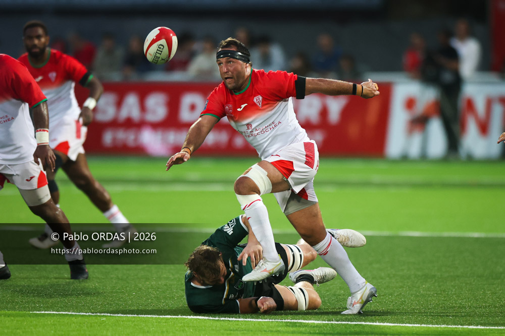 Iban Hiriart Urruty, lors du match de Pro D2 entre le Biarritz olympique et Montauban, le 25 septembre 2026 au stade Aguiléra de Biarritz, France (Photo Pablo ORDAS)