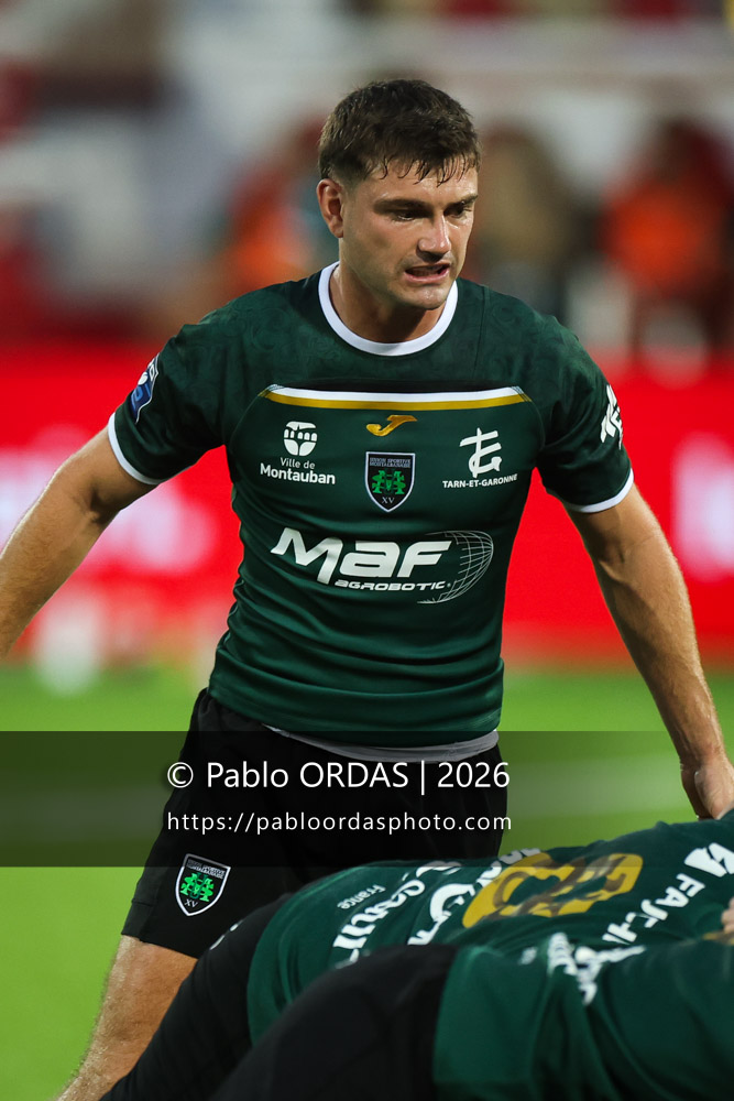 Jack Maunder, lors du match de Pro D2 entre le Biarritz olympique et Montauban, le 25 septembre 2026 au stade Aguiléra de Biarritz, France (Photo Pablo ORDAS)