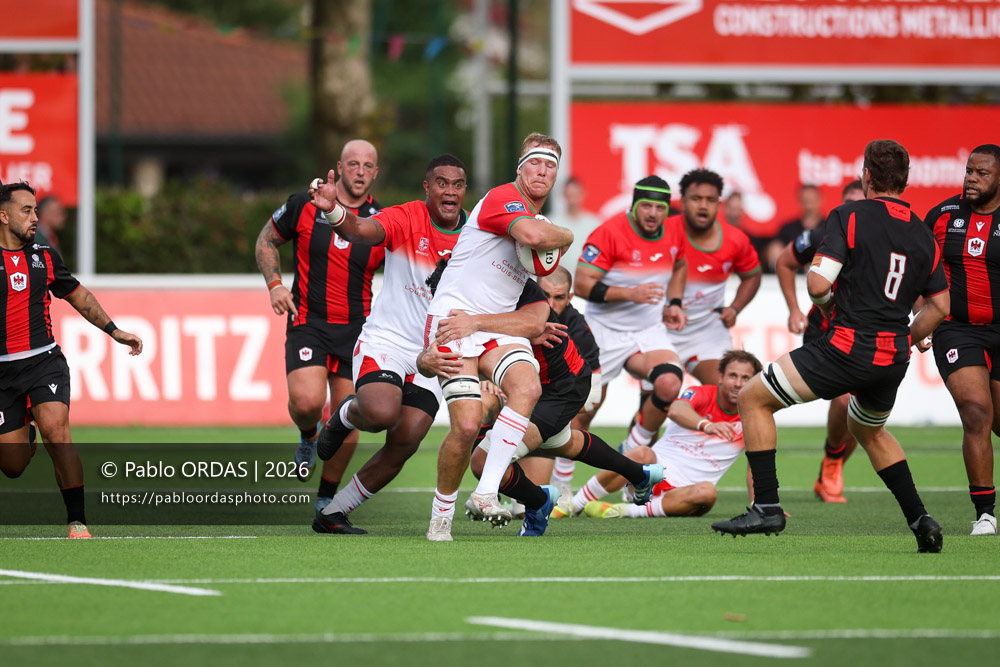 Heath Backhouse, lors du match de Pro D2 entre le Biarritz olympique et Nissa Rugby, le 27 août 2026 au stade Aguiléra de Biarritz, France (Photo Pablo ORDAS)