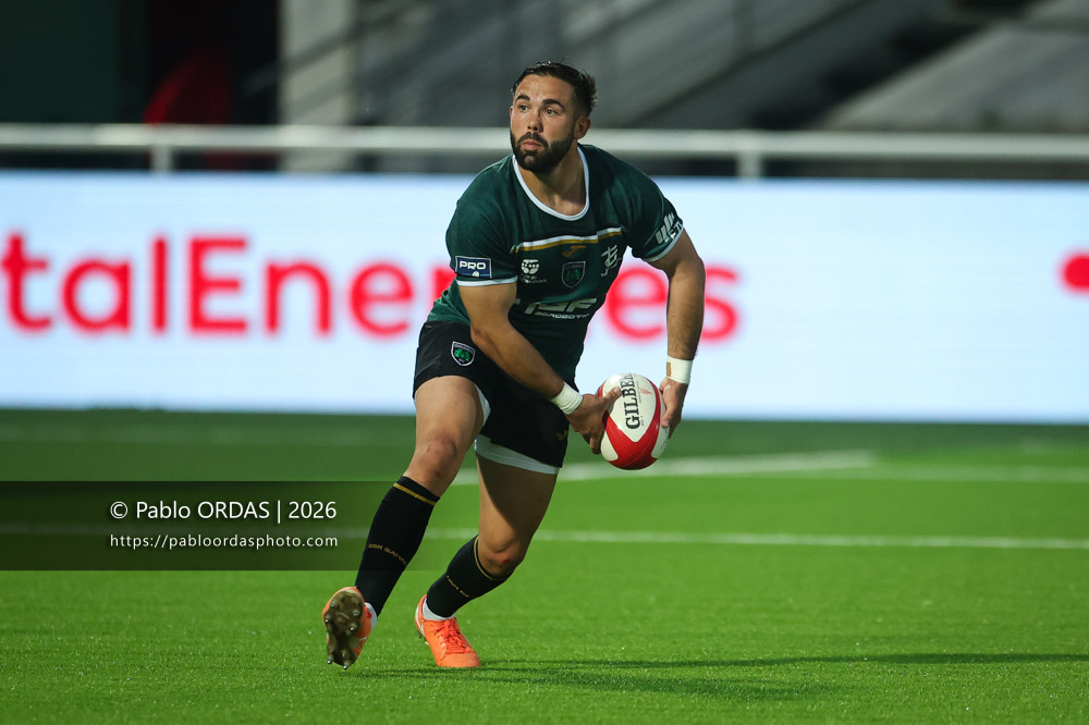 Enzo Hervé, lors du match de Pro D2 entre le Biarritz olympique et Montauban, le 25 septembre 2026 au stade Aguiléra de Biarritz, France (Photo Pablo ORDAS)