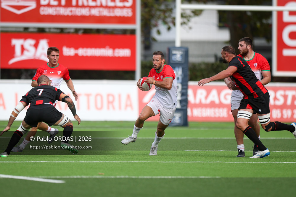 Kylian Jaminet, lors du match de Pro D2 entre le Biarritz olympique et Nissa Rugby, le 27 août 2026 au stade Aguiléra de Biarritz, France (Photo Pablo ORDAS)