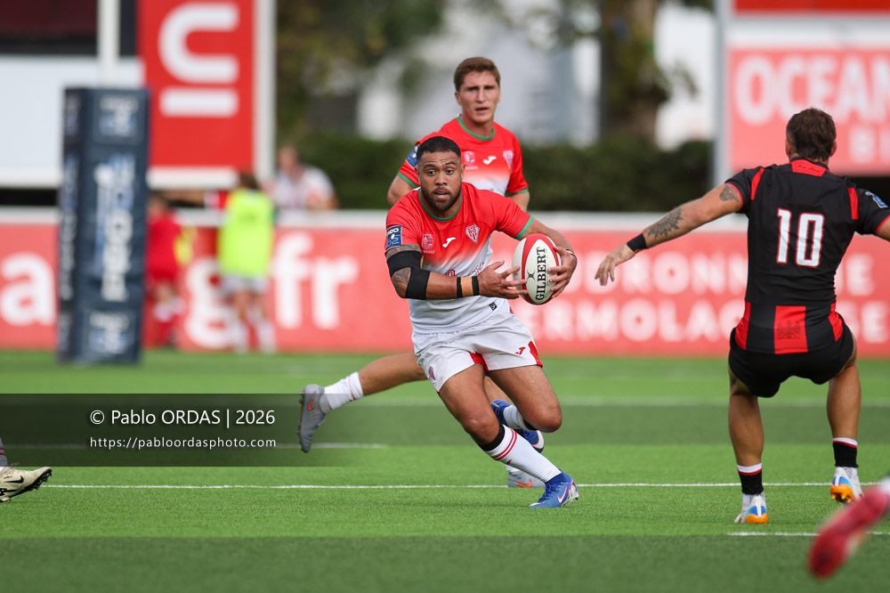 Duncan Paia'aua, lors du match de Pro D2 entre le Biarritz olympique et Nissa Rugby, le 27 août 2026 au stade Aguiléra de Biarritz, France (Photo Pablo ORDAS)