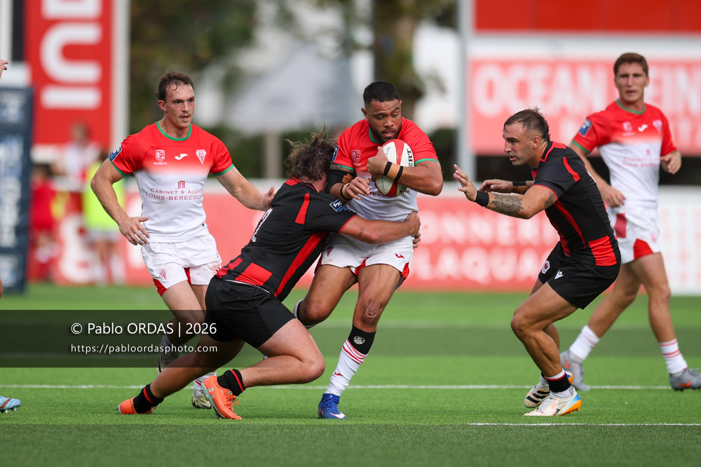 Duncan Paia'aua, lors du match de Pro D2 entre le Biarritz olympique et Nissa Rugby, le 27 août 2026 au stade Aguiléra de Biarritz, France (Photo Pablo ORDAS)
