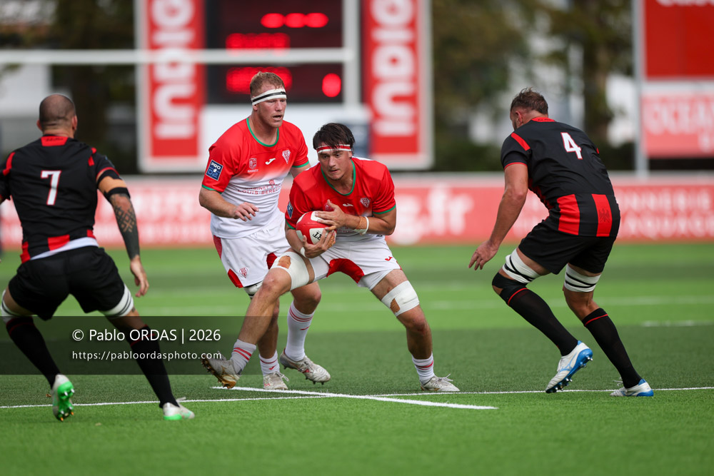 Andrea Sacco, lors du match de Pro D2 entre le Biarritz olympique et Nissa Rugby, le 27 août 2026 au stade Aguiléra de Biarritz, France (Photo Pablo ORDAS)