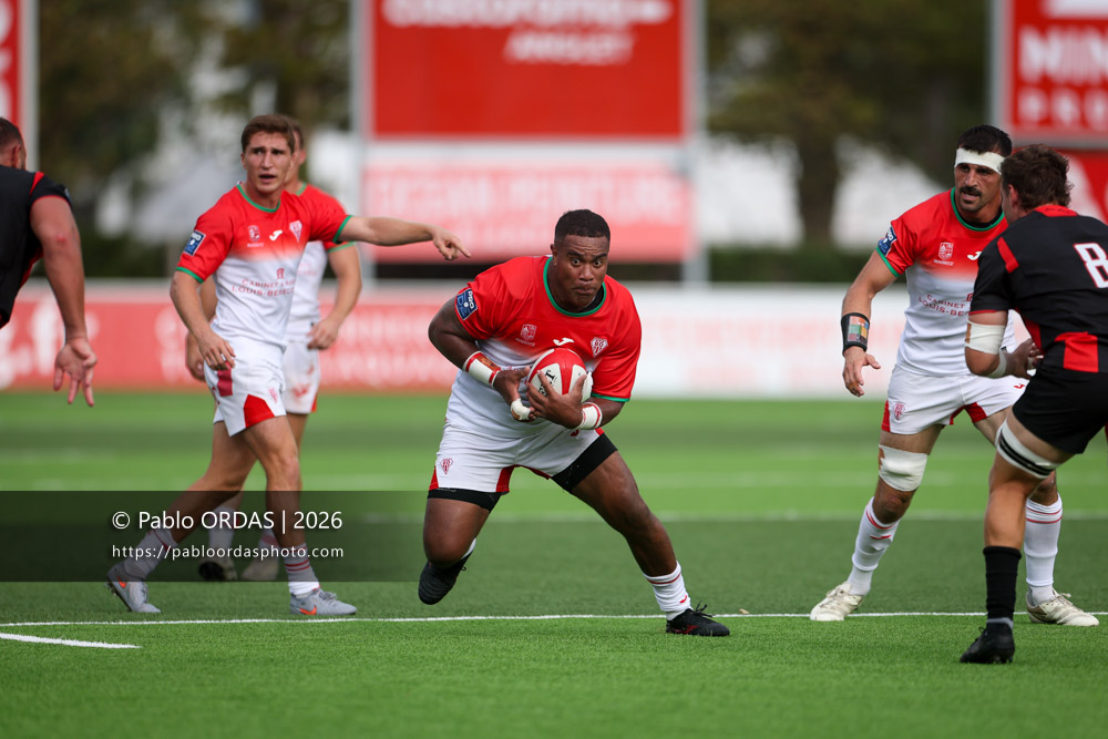 Johnny Dyer, lors du match de Pro D2 entre le Biarritz olympique et Nissa Rugby, le 27 août 2026 au stade Aguiléra de Biarritz, France (Photo Pablo ORDAS)