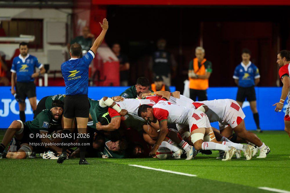 Johnny Matthews, lors du match de Pro D2 entre le Biarritz olympique et Montauban, le 25 septembre 2026 au stade Aguiléra de Biarritz, France (Photo Pablo ORDAS)