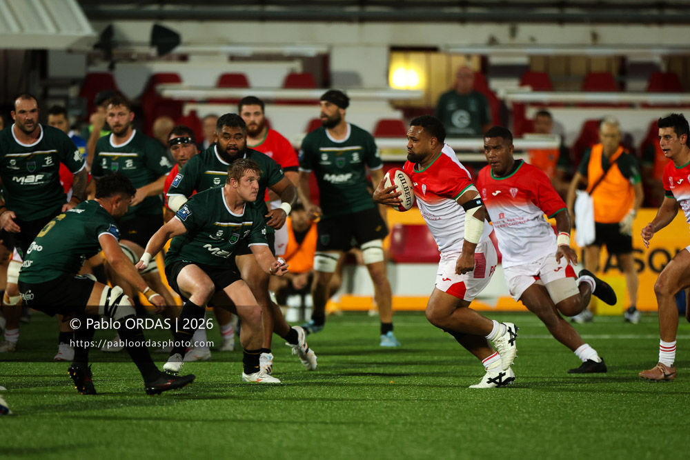 Sione Vailanu, lors du match de Pro D2 entre le Biarritz olympique et Montauban, le 25 septembre 2026 au stade Aguiléra de Biarritz, France (Photo Pablo ORDAS)