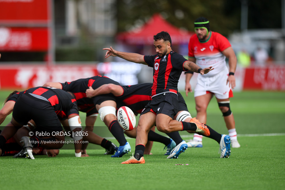 Théo Idjellidaine, lors du match de Pro D2 entre le Biarritz olympique et Nissa Rugby, le 27 août 2026 au stade Aguiléra de Biarritz, France (Photo Pablo ORDAS)