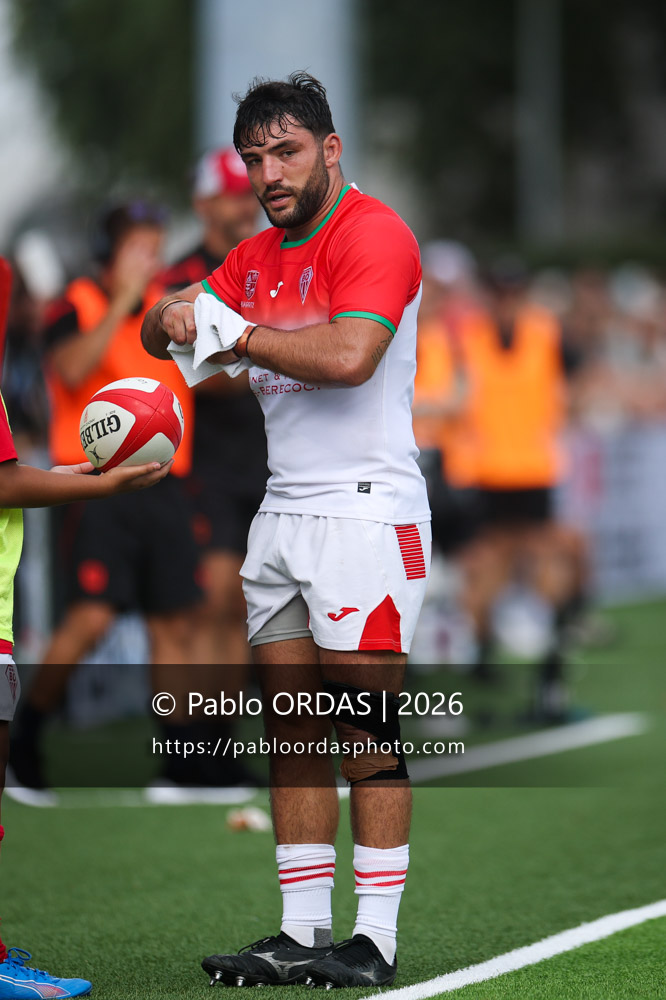 Adrien Sonzogni, lors du match de Pro D2 entre le Biarritz olympique et Nissa Rugby, le 27 août 2026 au stade Aguiléra de Biarritz, France (Photo Pablo ORDAS)