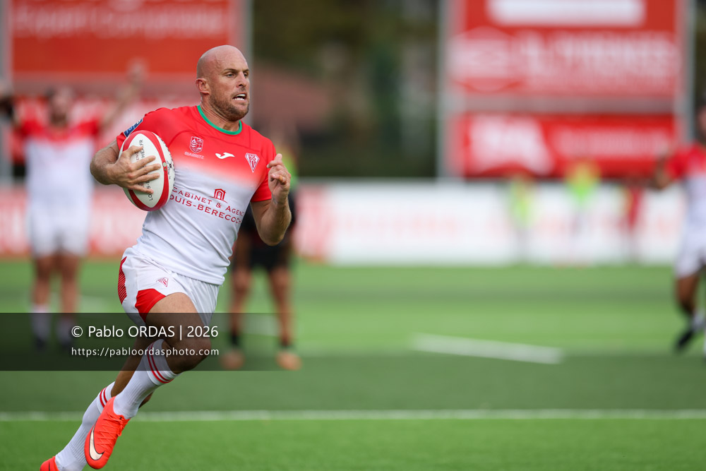 Mathieu Acebes, lors du match de Pro D2 entre le Biarritz olympique et Nissa Rugby, le 27 août 2026 au stade Aguiléra de Biarritz, France (Photo Pablo ORDAS)