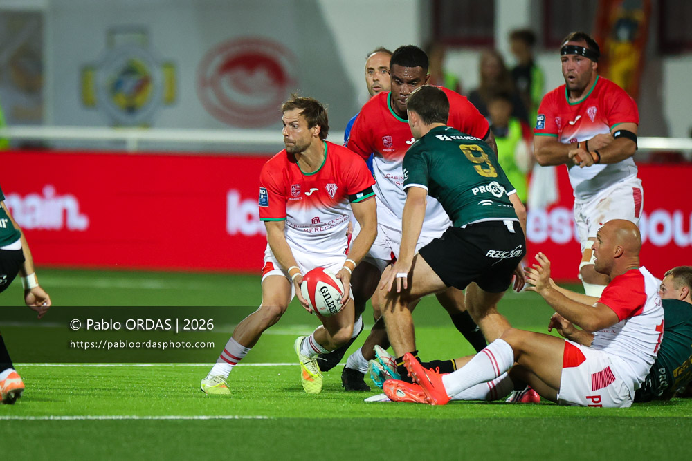 Yann Lesgourgues, lors du match de Pro D2 entre le Biarritz olympique et Montauban, le 25 septembre 2026 au stade Aguiléra de Biarritz, France (Photo Pablo ORDAS)