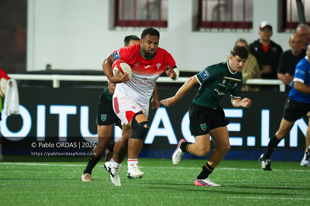 Sione Vailanu, lors du match de Pro D2 entre le Biarritz olympique et Montauban, le 25 septembre 2026 au stade Aguiléra de Biarritz, France (Photo Pablo ORDAS)