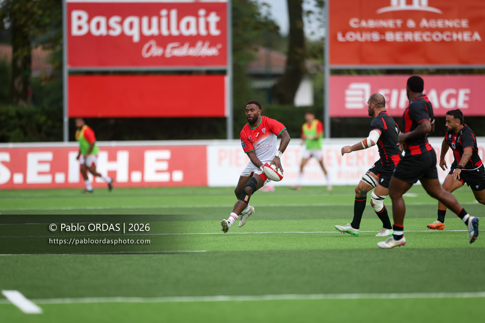 Mosese Dawai, lors du match de Pro D2 entre le Biarritz olympique et Nissa Rugby, le 27 août 2026 au stade Aguiléra de Biarritz, France (Photo Pablo ORDAS)