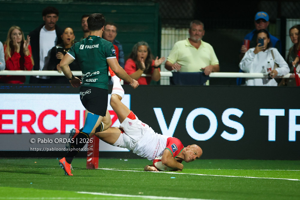 Mathieu Acebes, lors du match de Pro D2 entre le Biarritz olympique et Montauban, le 25 septembre 2026 au stade Aguiléra de Biarritz, France (Photo Pablo ORDAS)