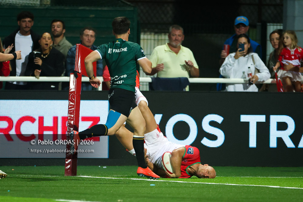 Mathieu Acebes, lors du match de Pro D2 entre le Biarritz olympique et Montauban, le 25 septembre 2026 au stade Aguiléra de Biarritz, France (Photo Pablo ORDAS)
