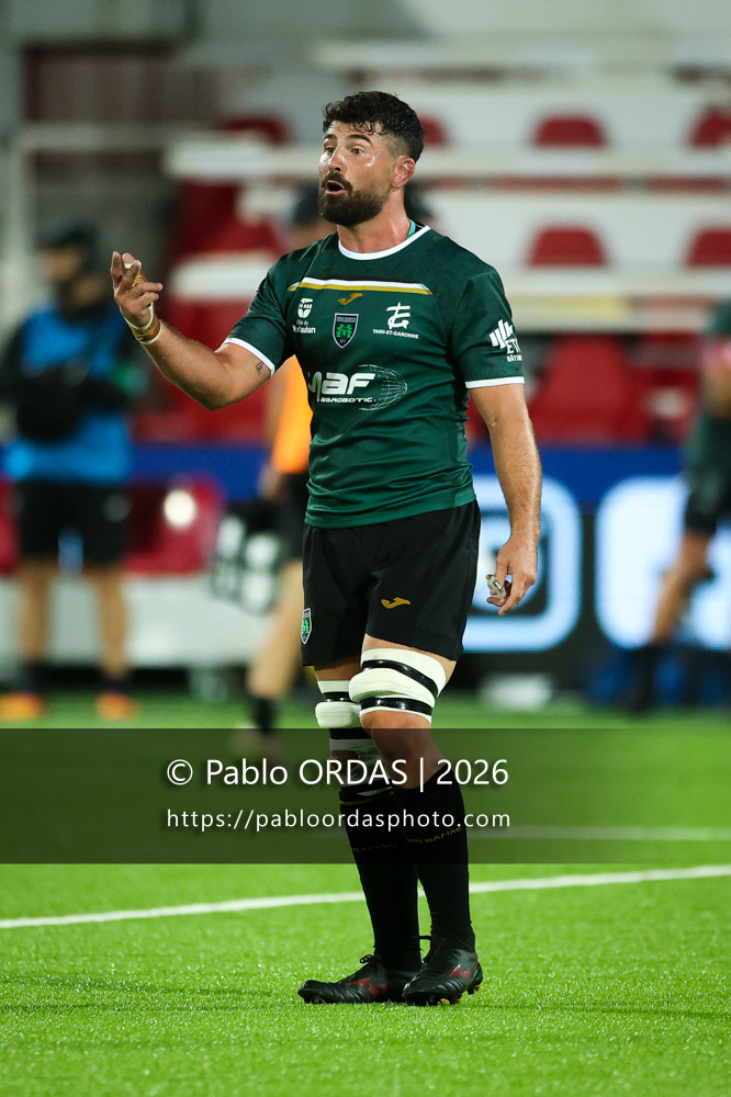 Fred Quercy, lors du match de Pro D2 entre le Biarritz olympique et Montauban, le 25 septembre 2026 au stade Aguiléra de Biarritz, France (Photo Pablo ORDAS)