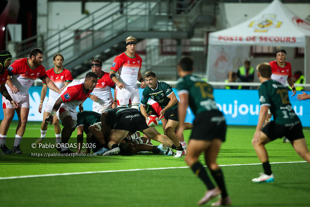 Jack Maunder, lors du match de Pro D2 entre le Biarritz olympique et Montauban, le 25 septembre 2026 au stade Aguiléra de Biarritz, France (Photo Pablo ORDAS)