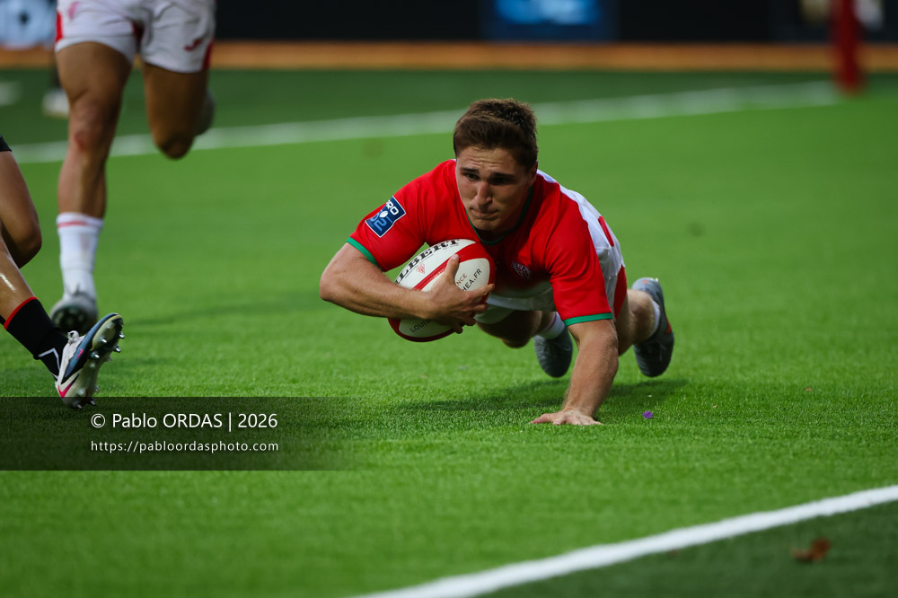 Thomas Dolhagaray, lors du match de Pro D2 entre le Biarritz olympique et Nissa Rugby, le 27 août 2026 au stade Aguiléra de Biarritz, France (Photo Pablo ORDAS)