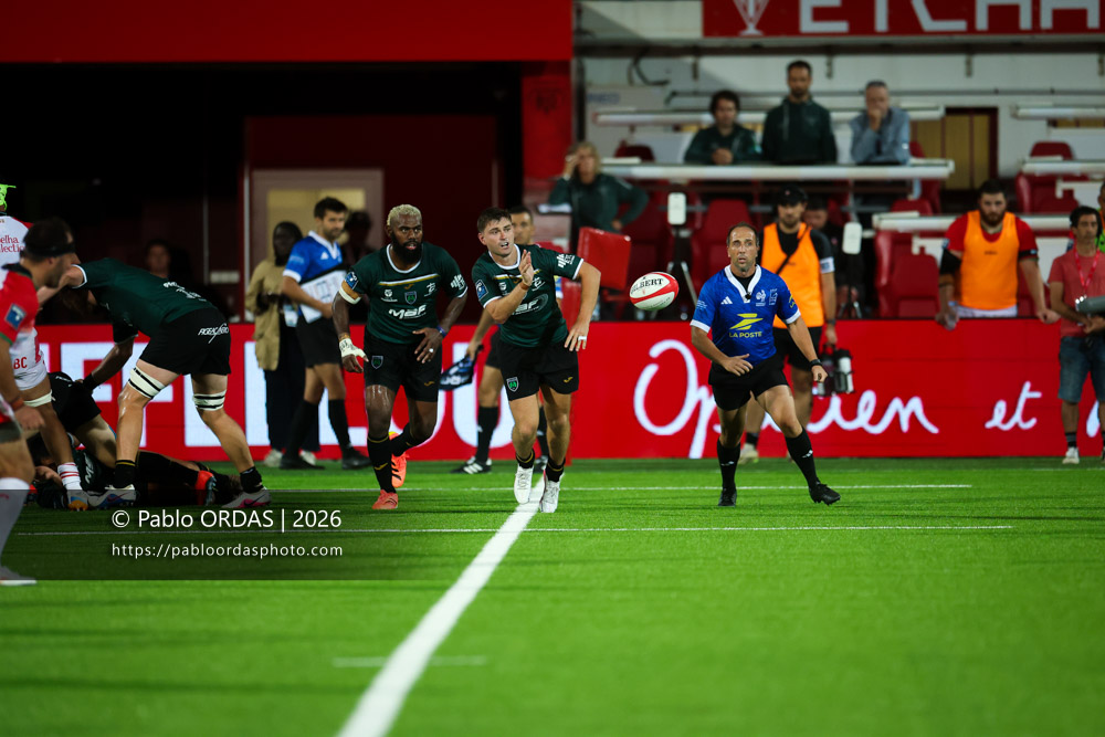 Jack Maunder, lors du match de Pro D2 entre le Biarritz olympique et Montauban, le 25 septembre 2026 au stade Aguiléra de Biarritz, France (Photo Pablo ORDAS)