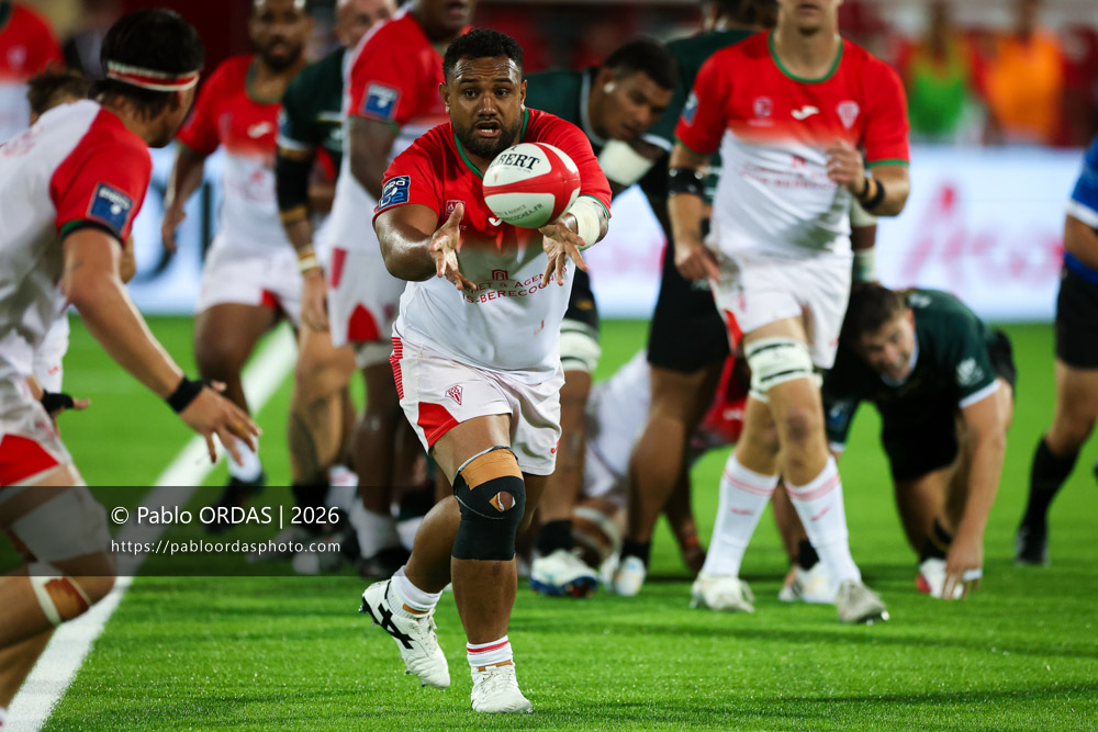 Sione Vailanu, lors du match de Pro D2 entre le Biarritz olympique et Montauban, le 25 septembre 2026 au stade Aguiléra de Biarritz, France (Photo Pablo ORDAS)