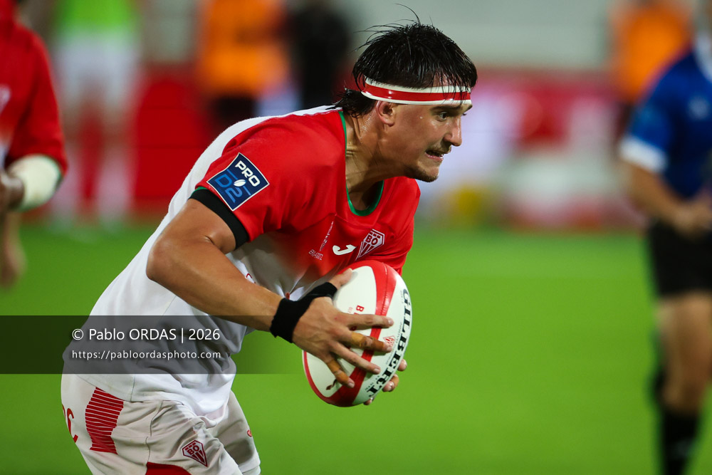 Andrea Sacco, lors du match de Pro D2 entre le Biarritz olympique et Montauban, le 25 septembre 2026 au stade Aguiléra de Biarritz, France (Photo Pablo ORDAS)