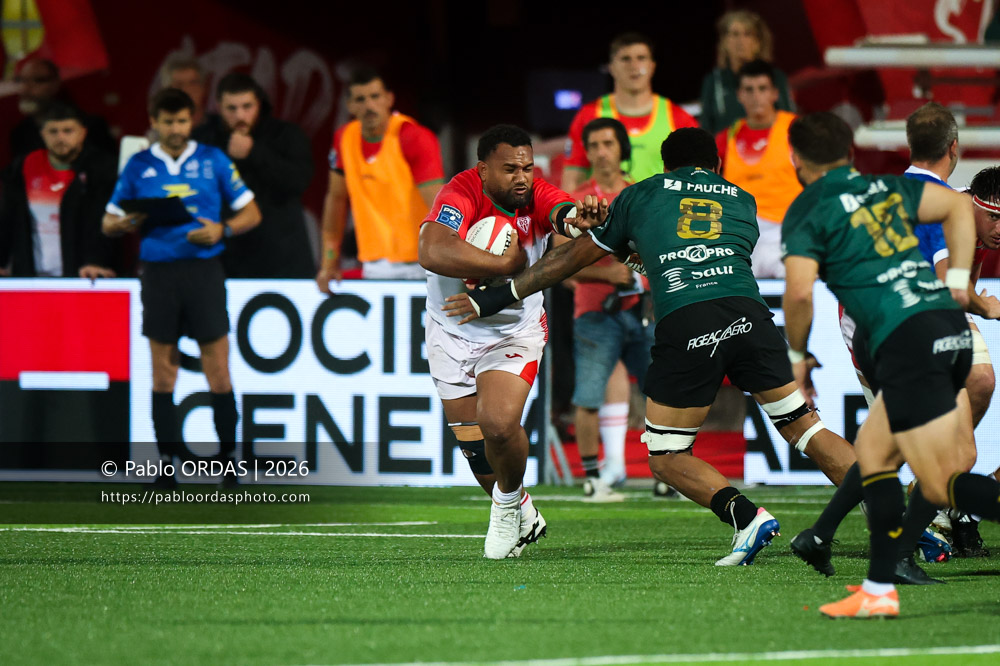 Sione Vailanu, lors du match de Pro D2 entre le Biarritz olympique et Montauban, le 25 septembre 2026 au stade Aguiléra de Biarritz, France (Photo Pablo ORDAS)