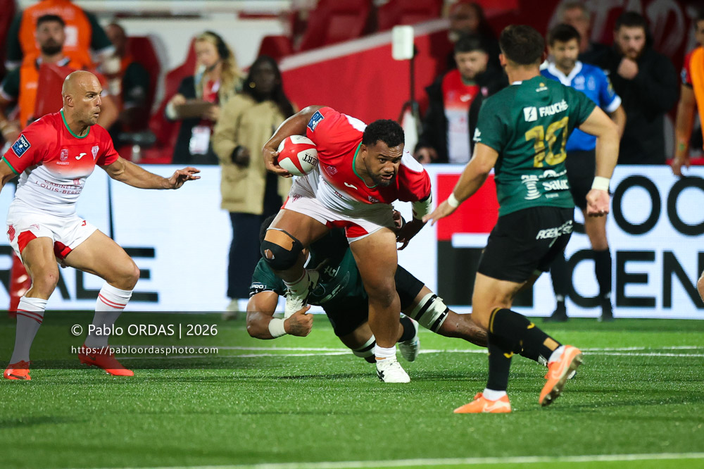 Sione Vailanu, lors du match de Pro D2 entre le Biarritz olympique et Montauban, le 25 septembre 2026 au stade Aguiléra de Biarritz, France (Photo Pablo ORDAS)