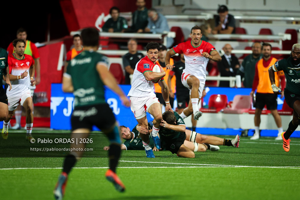 Lukas Doyhenard, lors du match de Pro D2 entre le Biarritz olympique et Montauban, le 25 septembre 2026 au stade Aguiléra de Biarritz, France (Photo Pablo ORDAS)
