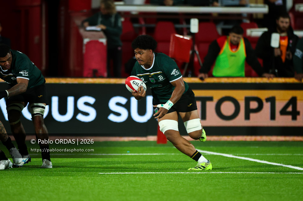 Nafi Ma'afu, lors du match de Pro D2 entre le Biarritz olympique et Montauban, le 25 septembre 2026 au stade Aguiléra de Biarritz, France (Photo Pablo ORDAS)