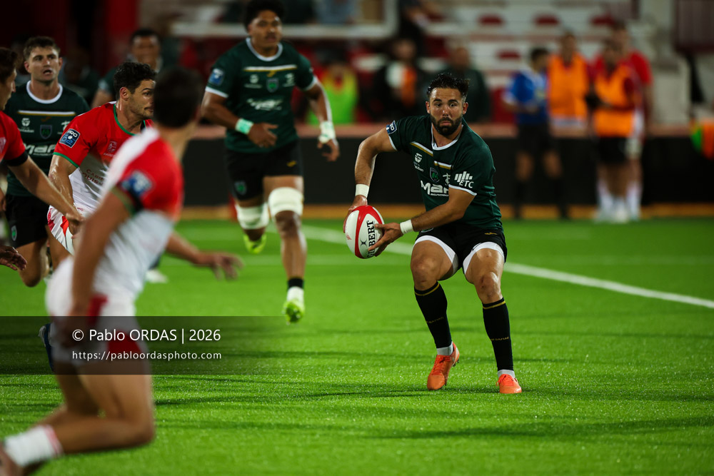 Enzo Hervé, lors du match de Pro D2 entre le Biarritz olympique et Montauban, le 25 septembre 2026 au stade Aguiléra de Biarritz, France (Photo Pablo ORDAS)