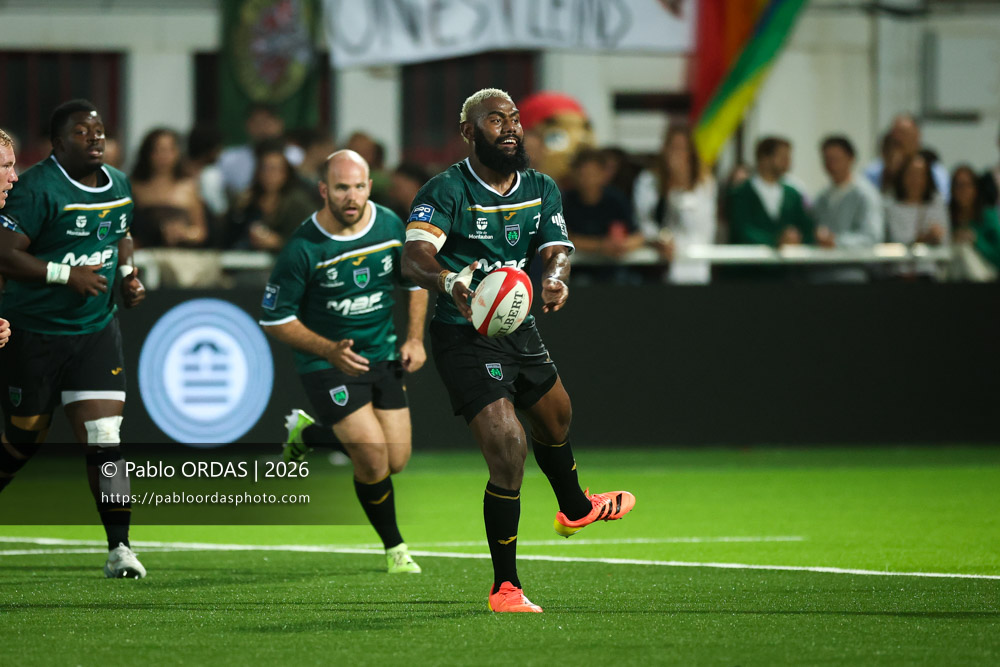 Josua Vici, lors du match de Pro D2 entre le Biarritz olympique et Montauban, le 25 septembre 2026 au stade Aguiléra de Biarritz, France (Photo Pablo ORDAS)