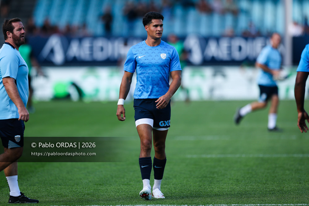 Tom Spring, lors du match amical entre l'Aviron bayonnais et le Stade toulousain, le 28 août 2026 au stade Jean Dauger de Bayonne, France (Photo Pablo ORDAS)
