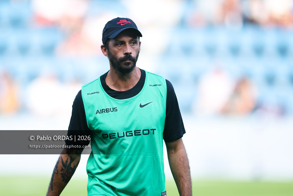 Clément Poitrenaud, lors du match amical entre l'Aviron bayonnais et le Stade toulousain, le 28 août 2026 au stade Jean Dauger de Bayonne, France (Photo Pablo ORDAS)