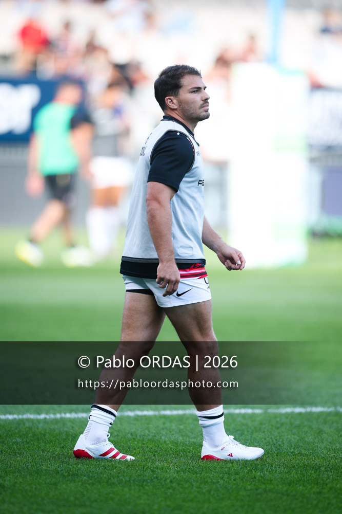 Antoine Dupont, lors du match amical entre l'Aviron bayonnais et le Stade toulousain, le 28 août 2026 au stade Jean Dauger de Bayonne, France (Photo Pablo ORDAS)