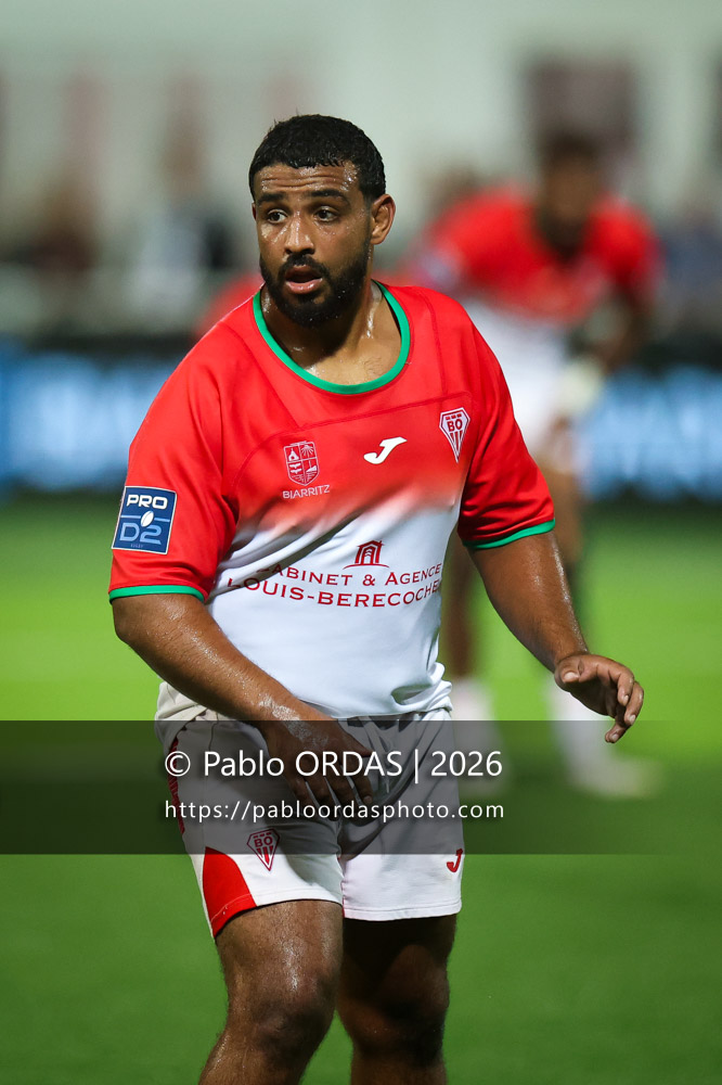 Zakaria El Fakir, lors du match de Pro D2 entre le Biarritz olympique et Montauban, le 25 septembre 2026 au stade Aguiléra de Biarritz, France (Photo Pablo ORDAS)
