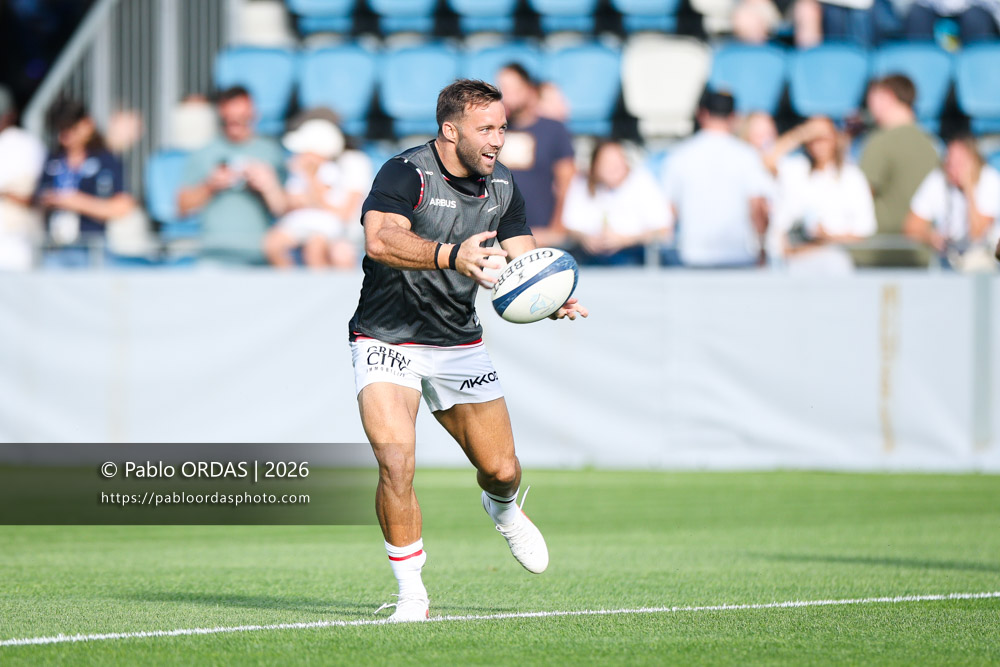 Paul Graou, lors du match amical entre l'Aviron bayonnais et le Stade toulousain, le 28 août 2026 au stade Jean Dauger de Bayonne, France (Photo Pablo ORDAS)