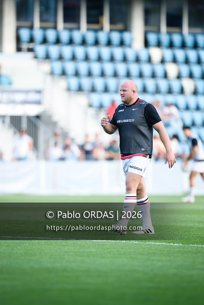 Joel Merkler, lors du match amical entre l'Aviron bayonnais et le Stade toulousain, le 28 août 2026 au stade Jean Dauger de Bayonne, France (Photo Pablo ORDAS)