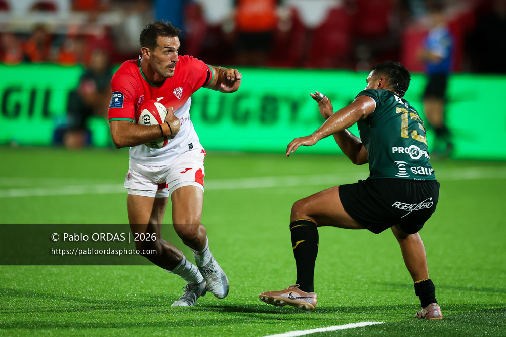 Kylian Jaminet, lors du match de Pro D2 entre le Biarritz olympique et Montauban, le 25 septembre 2026 au stade Aguiléra de Biarritz, France (Photo Pablo ORDAS)