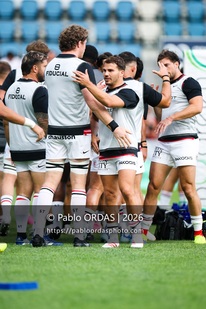 Antoine Dupont, lors du match amical entre l'Aviron bayonnais et le Stade toulousain, le 28 août 2026 au stade Jean Dauger de Bayonne, France (Photo Pablo ORDAS)