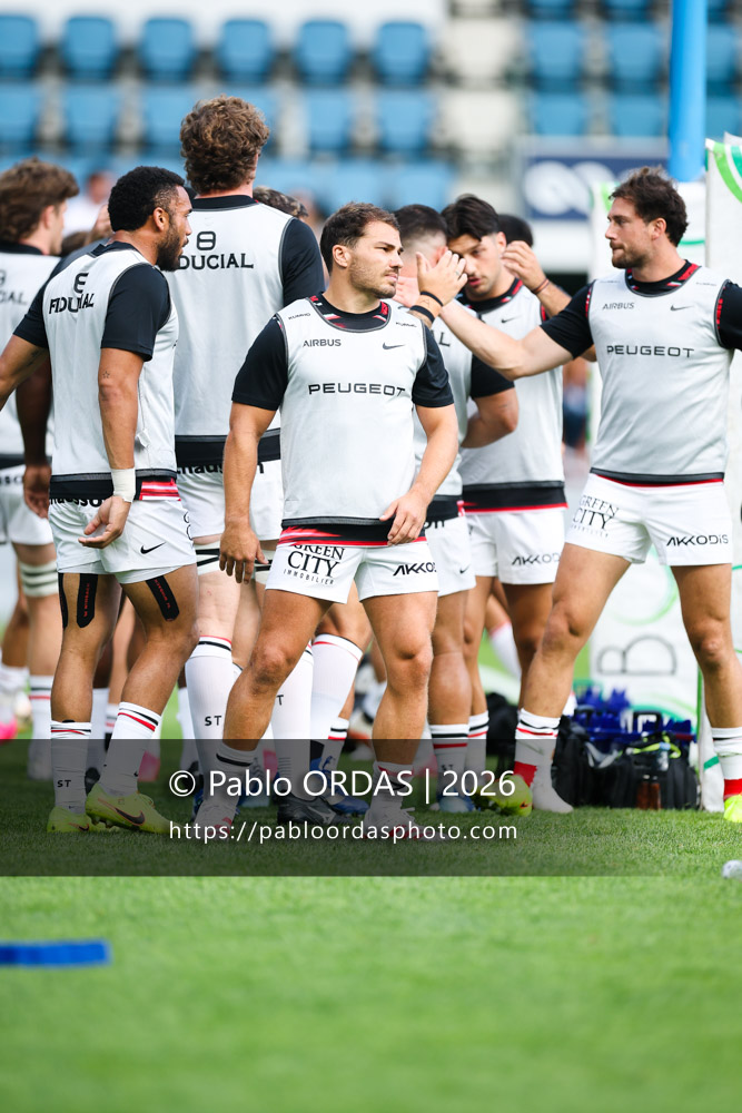 Antoine Dupont, lors du match amical entre l'Aviron bayonnais et le Stade toulousain, le 28 août 2026 au stade Jean Dauger de Bayonne, France (Photo Pablo ORDAS)