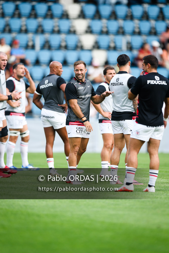 Paul Graou, lors du match amical entre l'Aviron bayonnais et le Stade toulousain, le 28 août 2026 au stade Jean Dauger de Bayonne, France (Photo Pablo ORDAS)