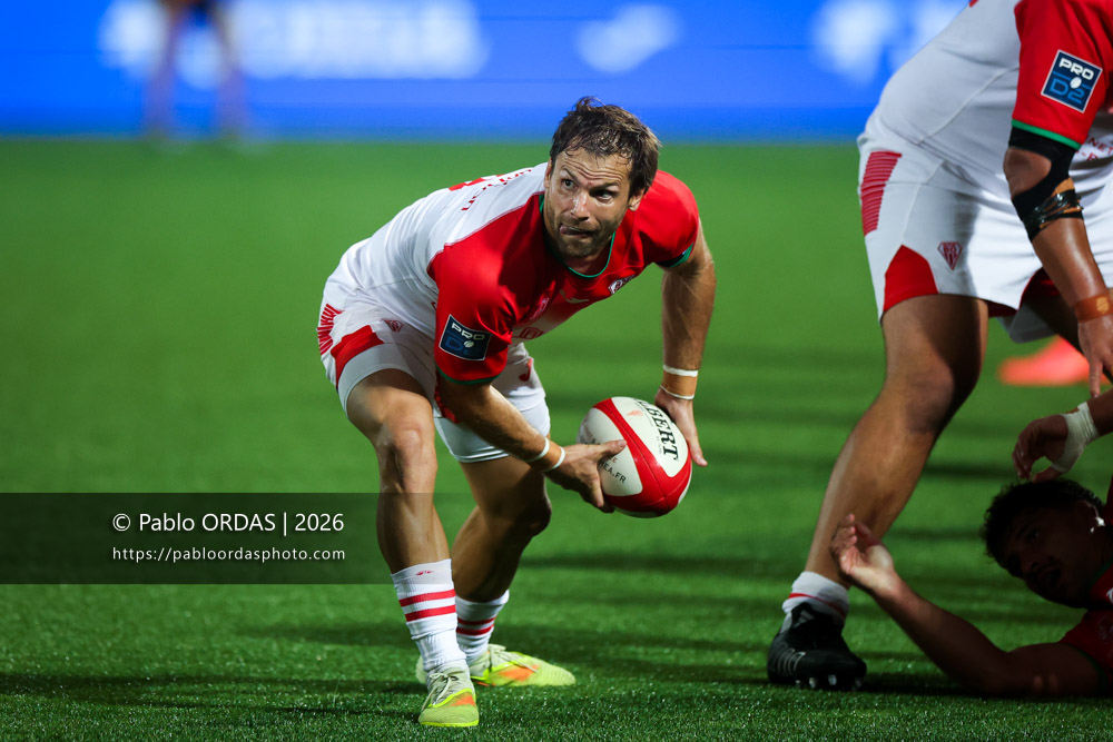 Yann Lesgourgues, lors du match de Pro D2 entre le Biarritz olympique et Montauban, le 25 septembre 2026 au stade Aguiléra de Biarritz, France (Photo Pablo ORDAS)
