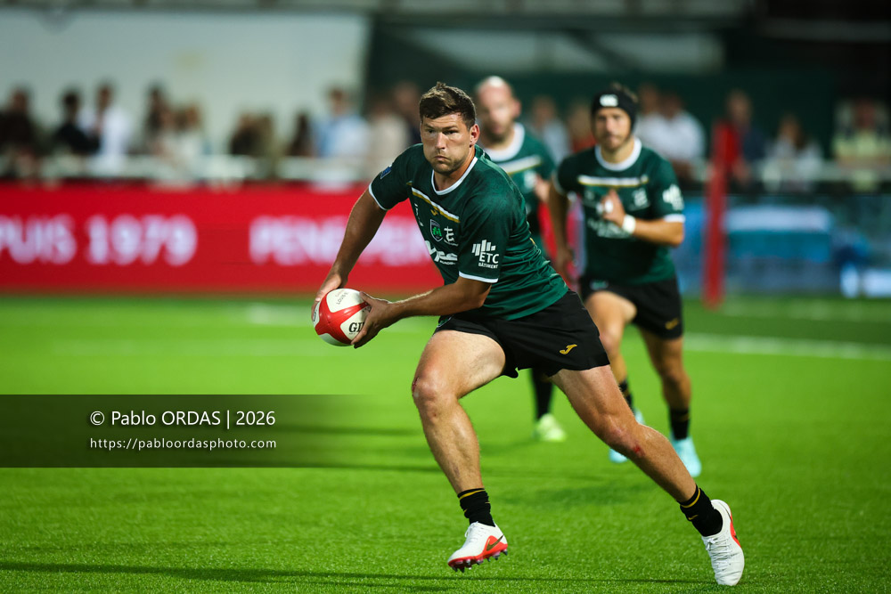 JT Jackson, lors du match de Pro D2 entre le Biarritz olympique et Montauban, le 25 septembre 2026 au stade Aguiléra de Biarritz, France (Photo Pablo ORDAS)