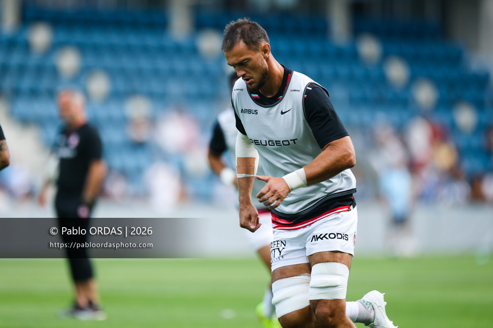 Alexandre Roumat, lors du match amical entre l'Aviron bayonnais et le Stade toulousain, le 28 août 2026 au stade Jean Dauger de Bayonne, France (Photo Pablo ORDAS)