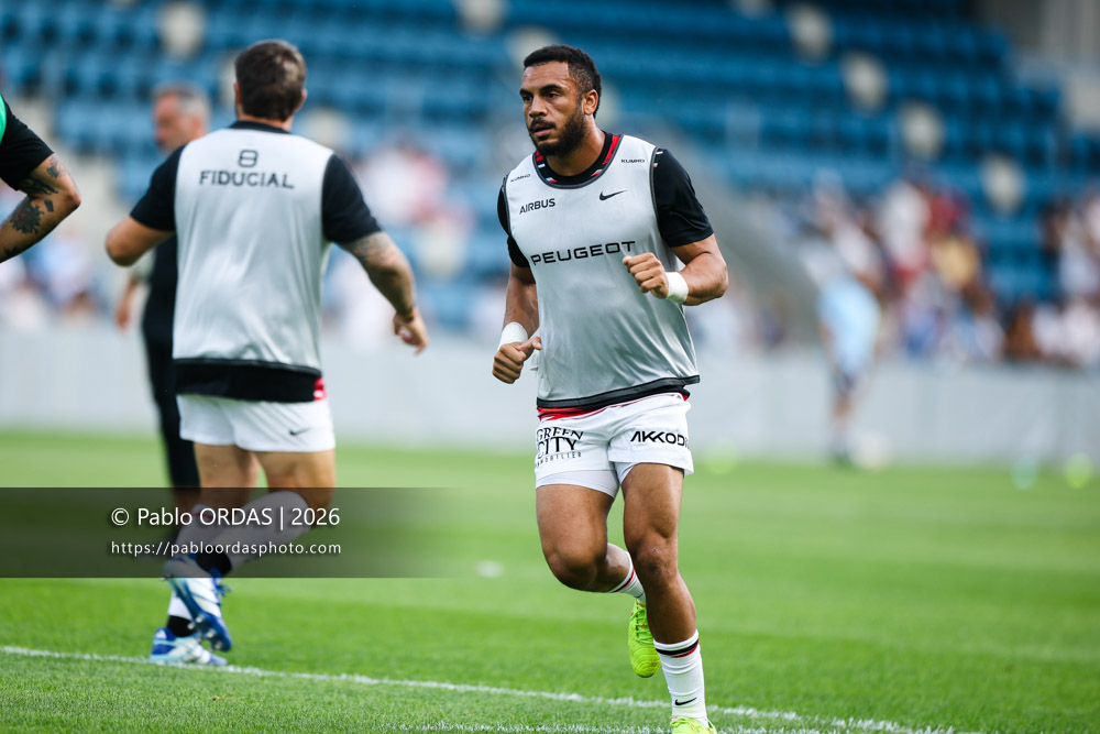 Matthis Lebel, lors du match amical entre l'Aviron bayonnais et le Stade toulousain, le 28 août 2026 au stade Jean Dauger de Bayonne, France (Photo Pablo ORDAS)