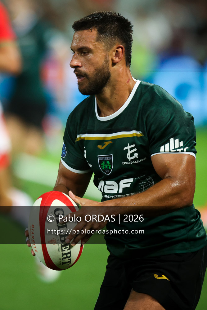 Maxime Espeut, lors du match de Pro D2 entre le Biarritz olympique et Montauban, le 25 septembre 2026 au stade Aguiléra de Biarritz, France (Photo Pablo ORDAS)