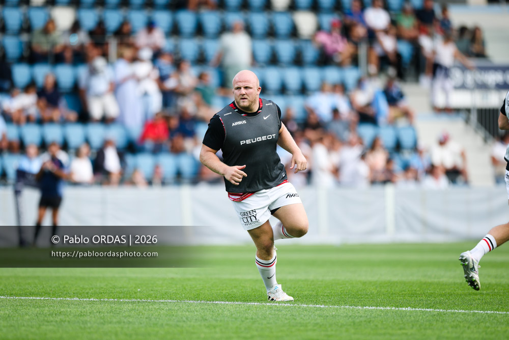 Joel Merkler, lors du match amical entre l'Aviron bayonnais et le Stade toulousain, le 28 août 2026 au stade Jean Dauger de Bayonne, France (Photo Pablo ORDAS)